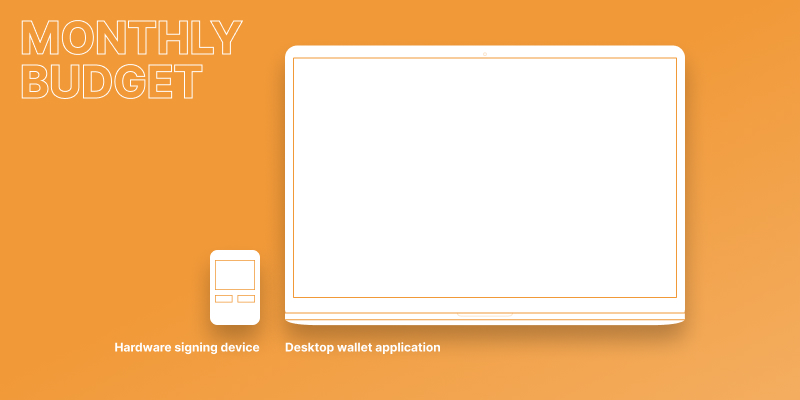 A hardware wallet and a laptop